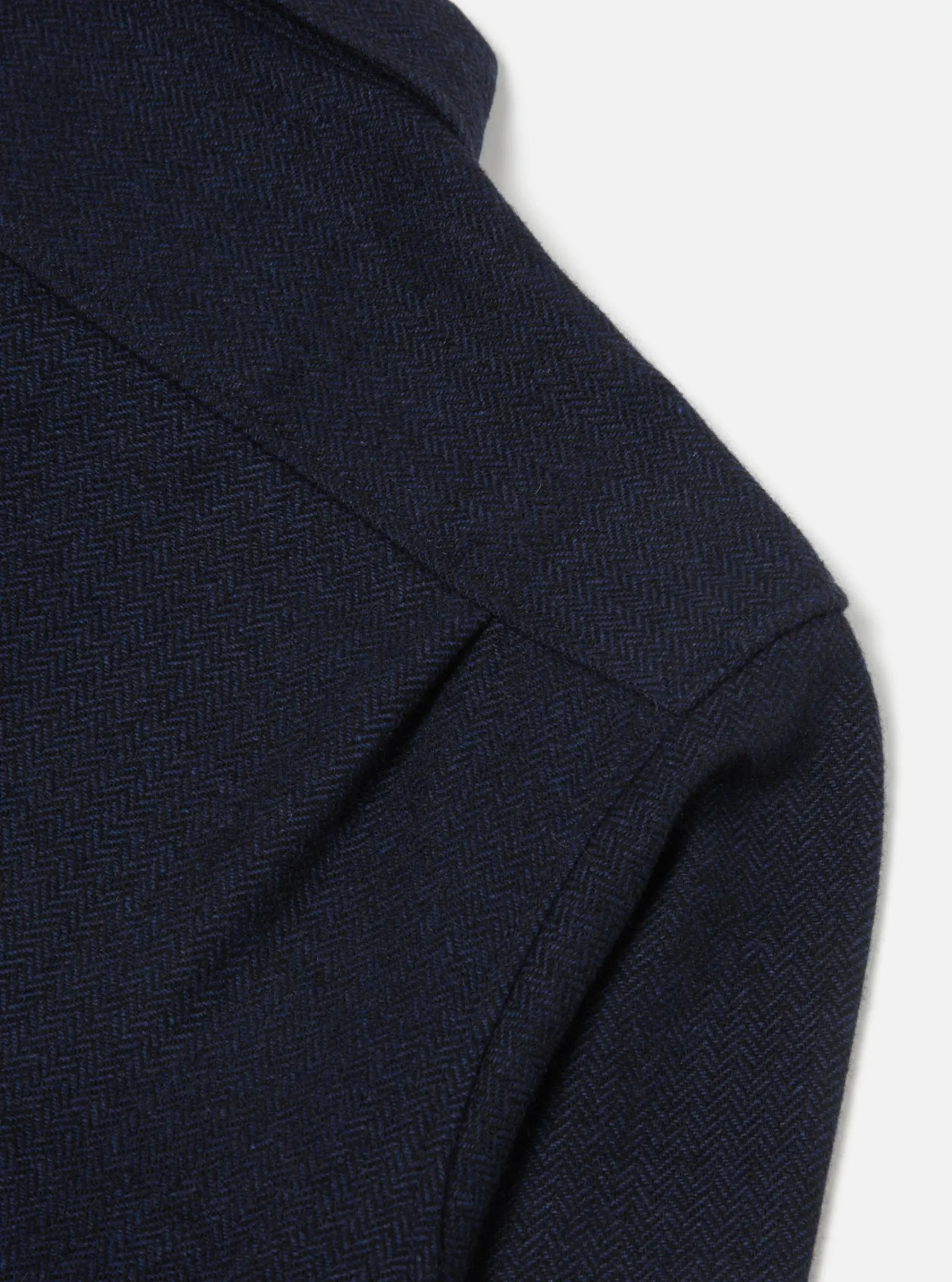 New Easy Overshirt In Navy Herringbone Recycled Wool Men Overshirts.