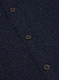 New Easy Overshirt In Navy Herringbone Recycled Wool Men Overshirts.