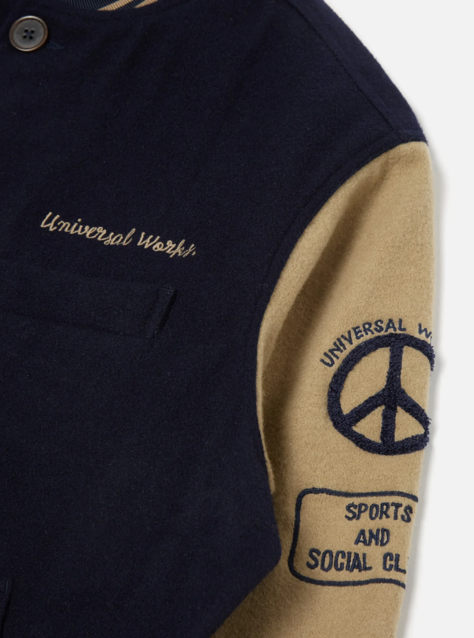 New Embroidered Newark Bomber In Navy/Sand Mowbray Men Jackets.