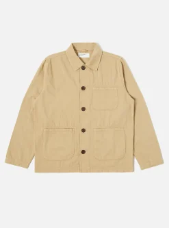 Outlet Field Jacket In Sand Italian Herringbone Cotton Men Jackets.