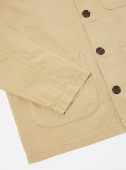 Outlet Field Jacket In Sand Italian Herringbone Cotton Men Jackets.