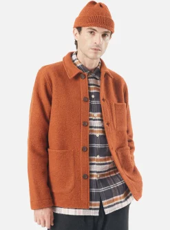 Hot Field Jacket In Orange Wool Fleece Men Fleece.