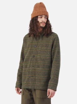 New Field Jacket In Olive Rug Stripe Men Fleece.