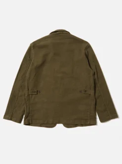 Outlet Five Pocket Jacket In Olive Chevron Cotton Men Jackets.