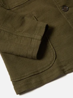 Outlet Five Pocket Jacket In Olive Chevron Cotton Men Jackets.