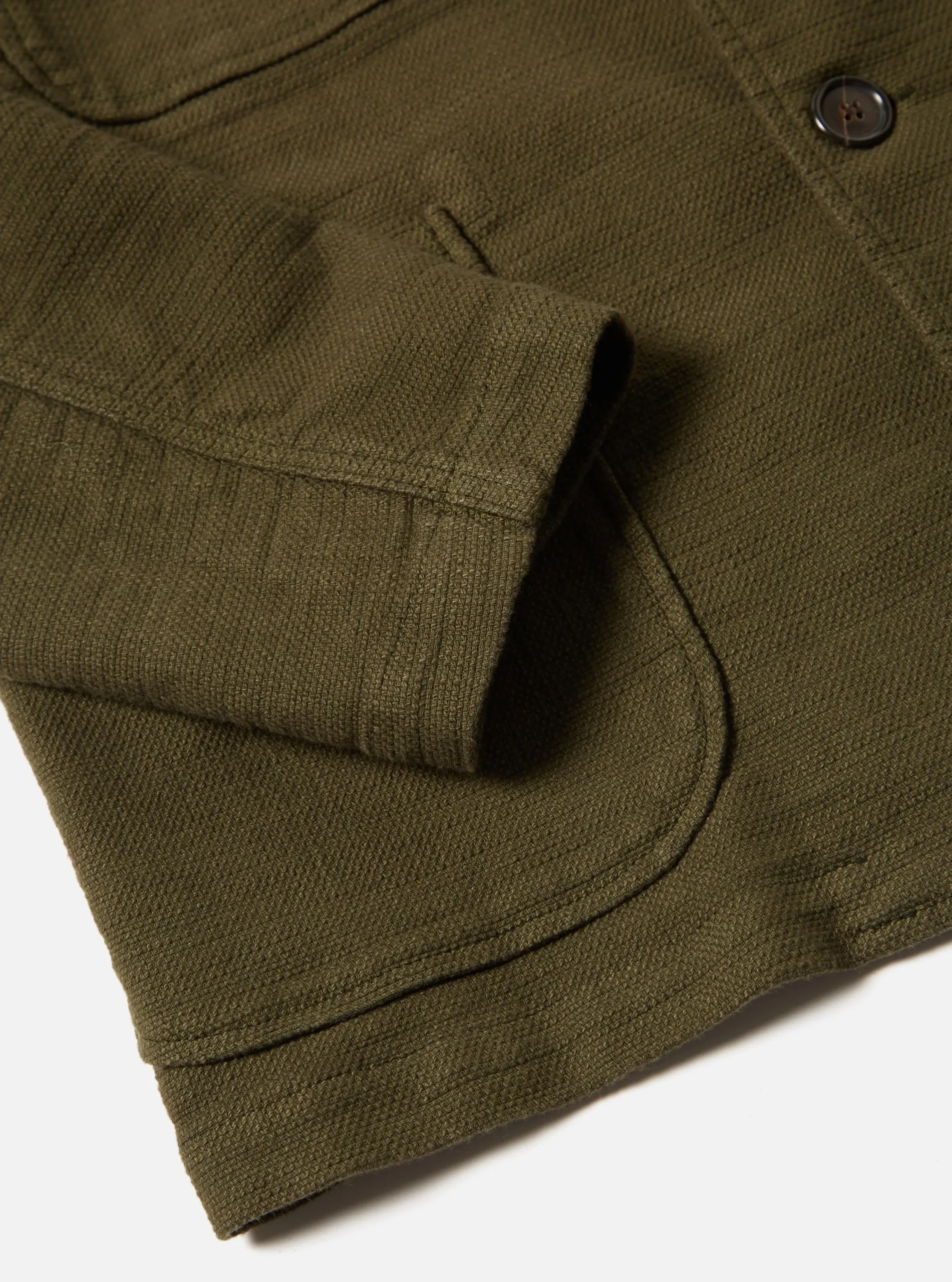 Outlet Five Pocket Jacket In Olive Chevron Cotton Men Jackets.