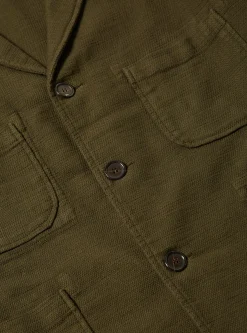 Outlet Five Pocket Jacket In Olive Chevron Cotton Men Jackets.