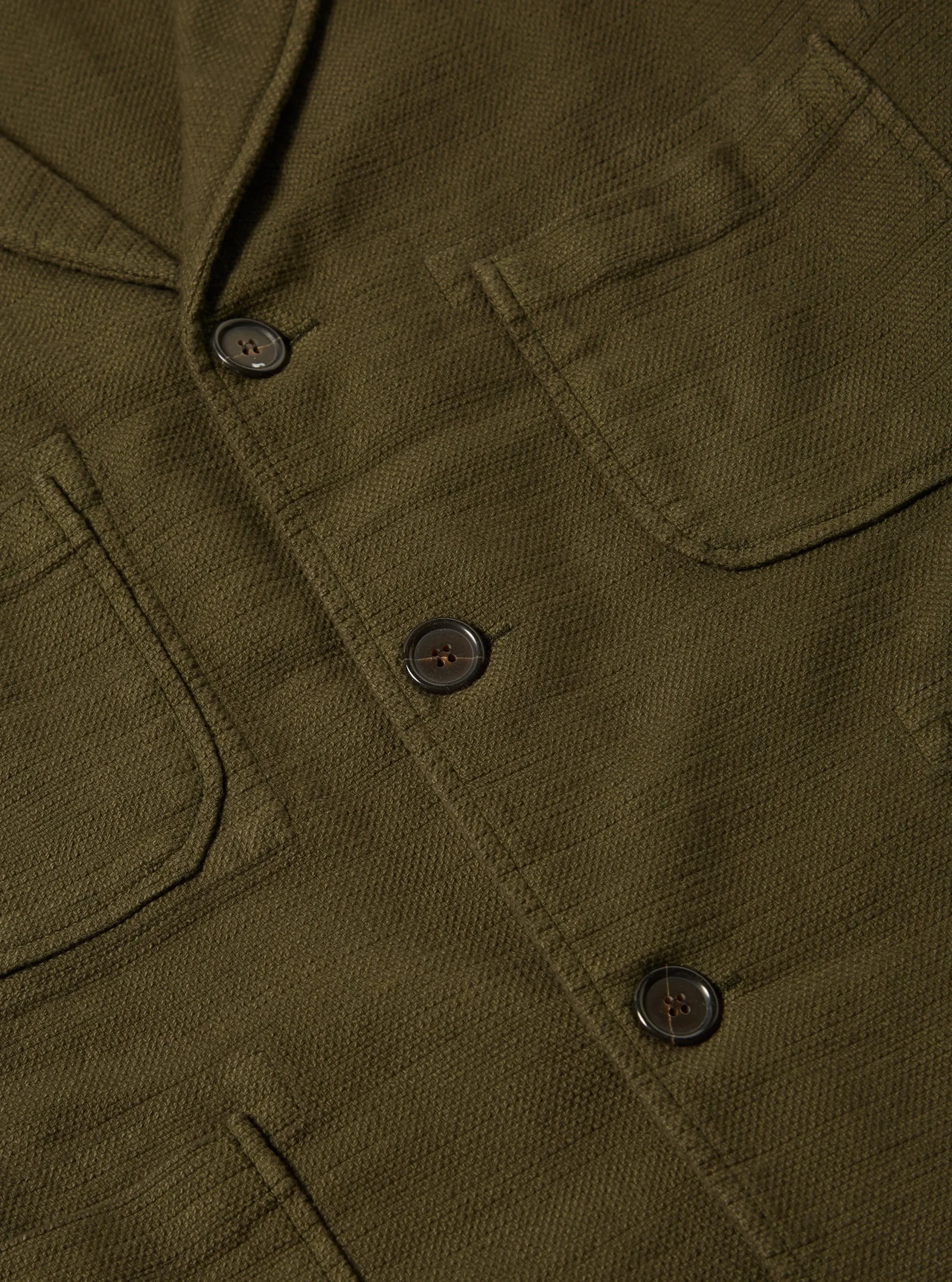 Outlet Five Pocket Jacket In Olive Chevron Cotton Men Jackets.