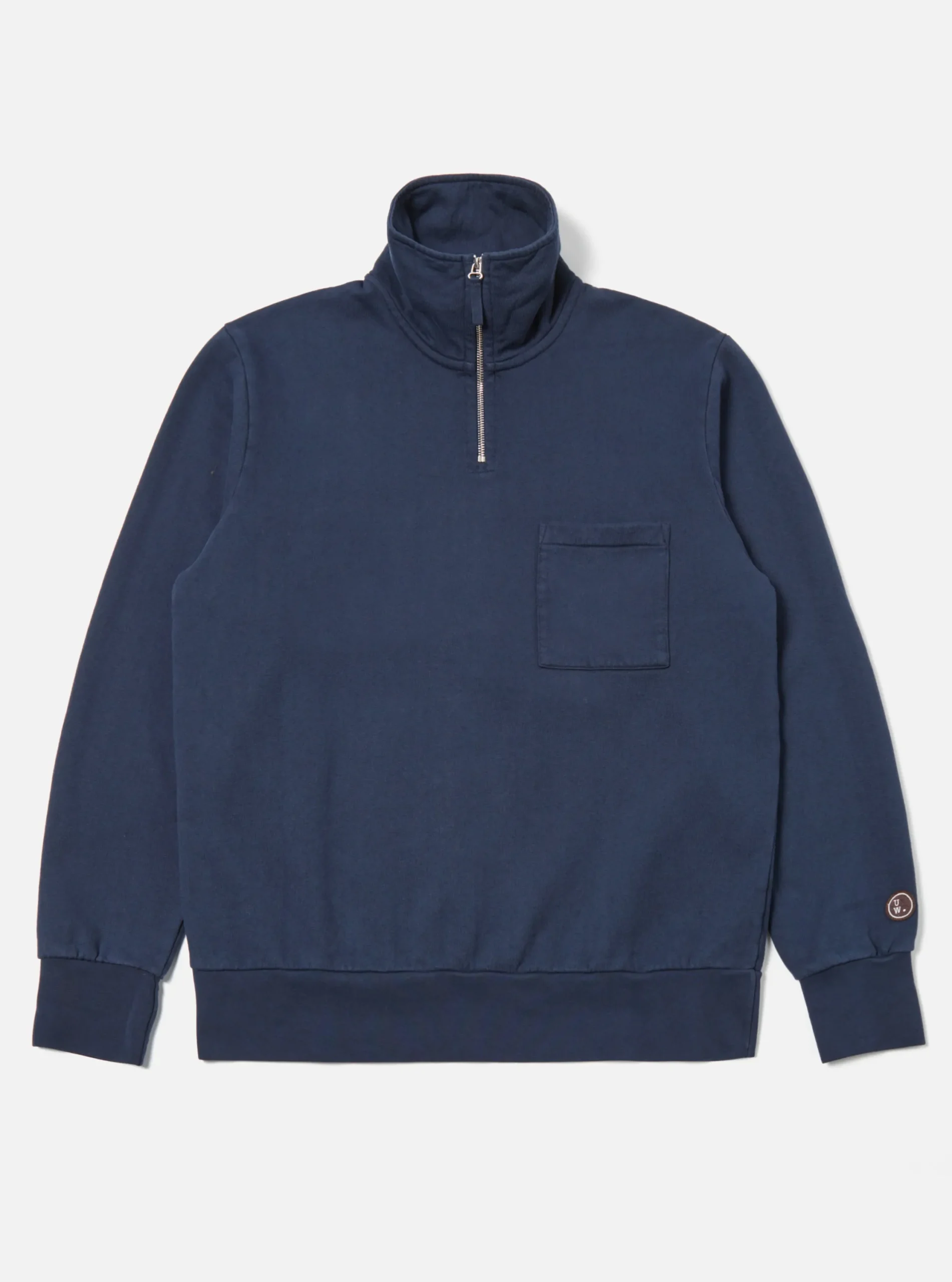 Hot Half Zip Sweatshirt In Navy Dry Handle Brushback Men Tees & Sweats.
