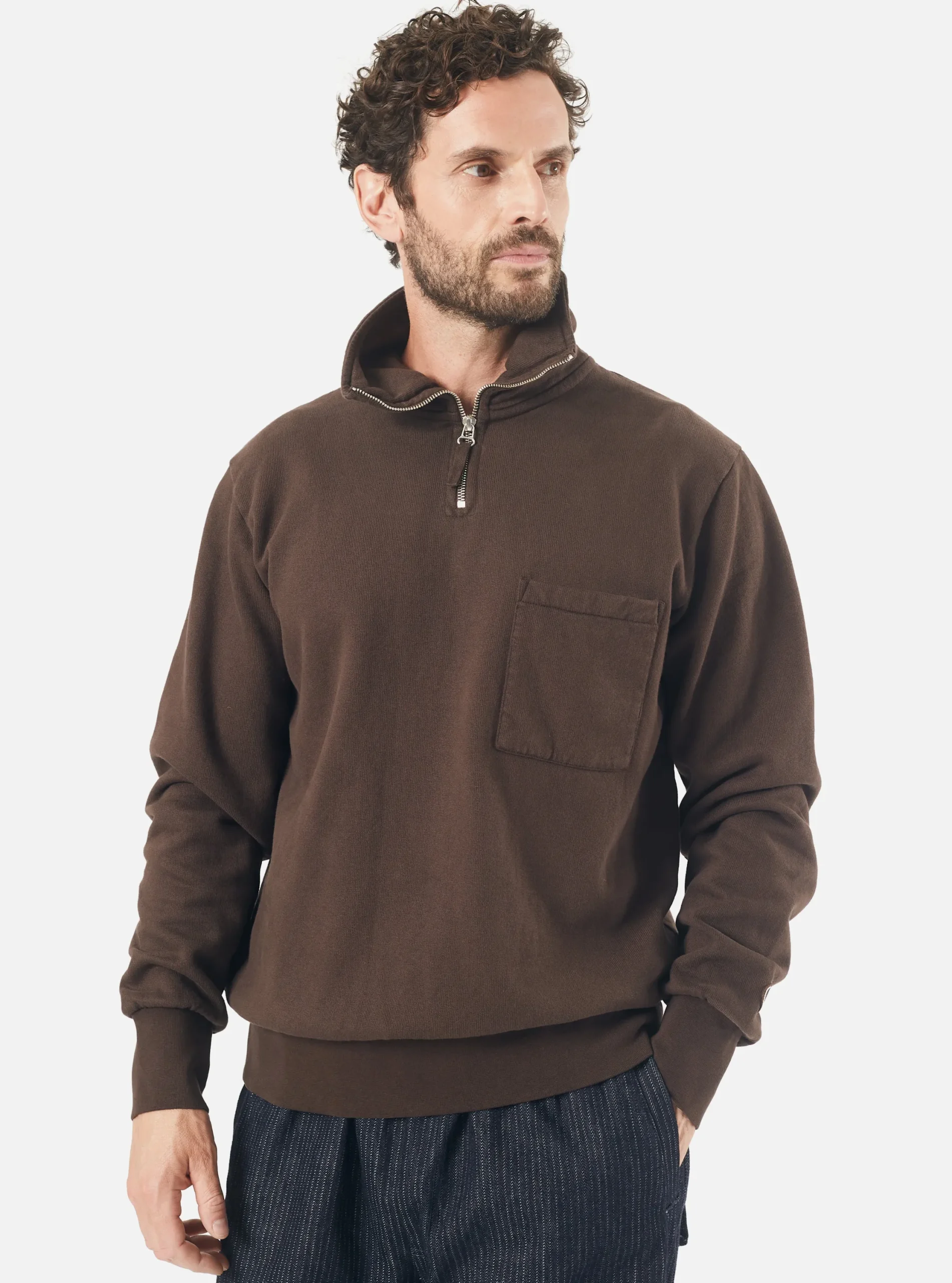 Sale Half Zip Sweatshirt In Brown Dry Handle Brushback Men Tees & Sweats.