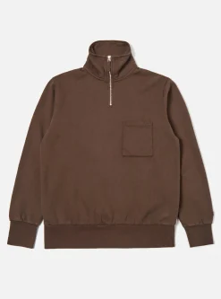 Sale Half Zip Sweatshirt In Brown Dry Handle Brushback Men Tees & Sweats.