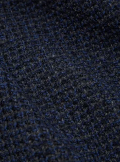 Clearance Jacquard Cardigan In Navy/Grey Italian Wool Men Knitwear.