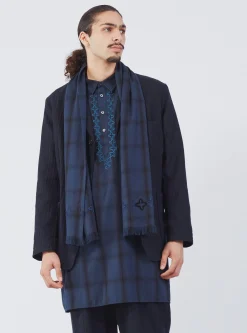 Best Sale Kurta Shirt In Navy Shadow Check Men Overshirts.