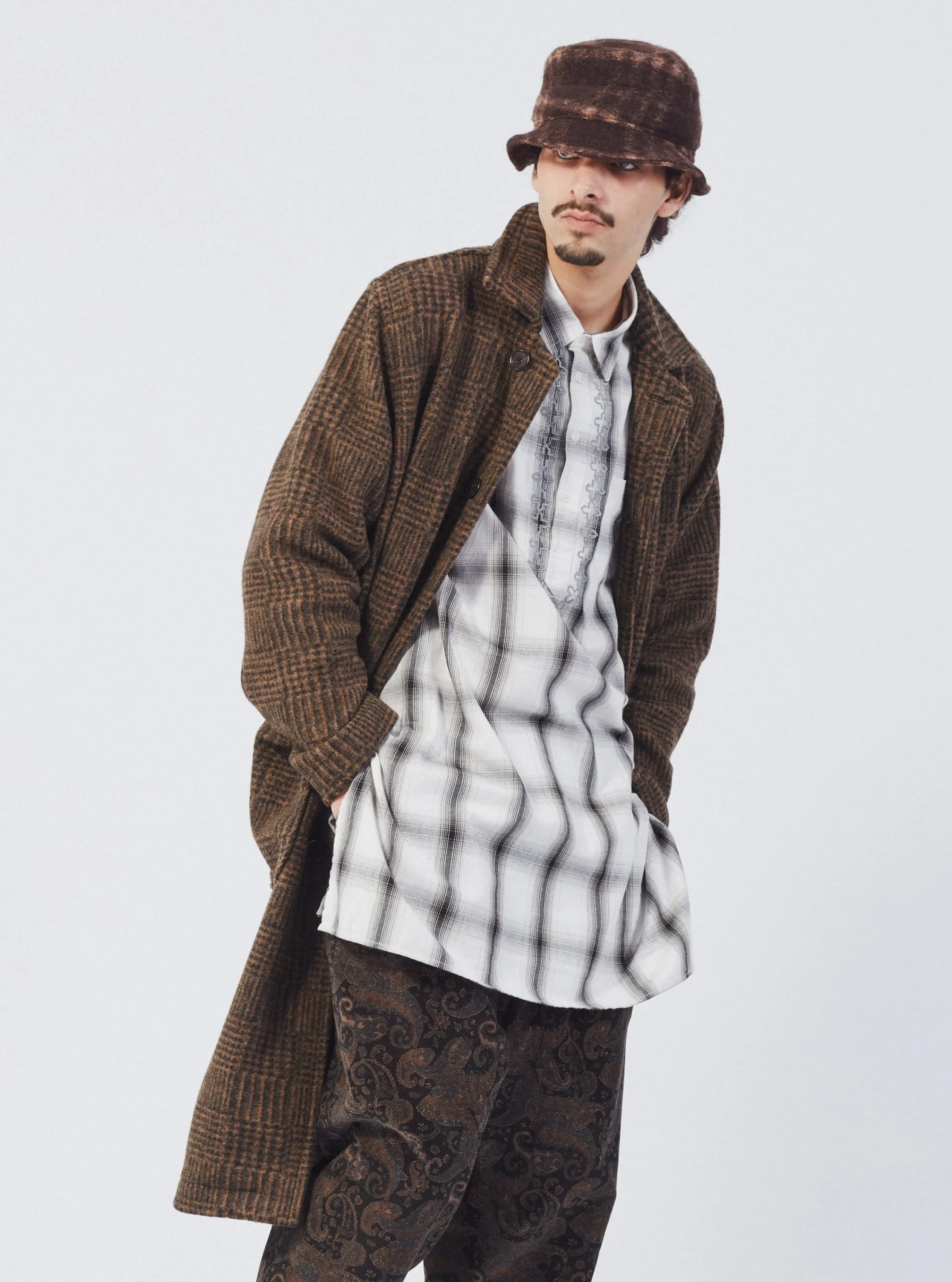 Hot Kurta Shirt In Ecru Shadow Check Men Overshirts.