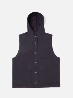 Outlet Lazy Day Gilet In Navy Brush Back Sweat Men Tees & Sweats.