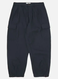 Hot Loose Cargo Pant In Navy Cotton/Nylon Serge Men Trousers.