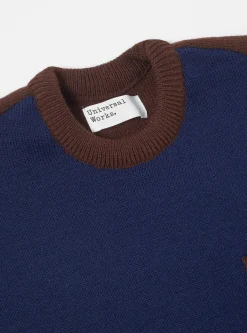 Best Loose Pocket Crew In Brown/Navy Scottish Knit Men Knitwear.