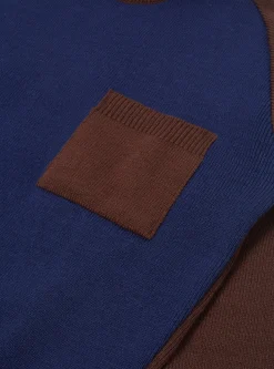 Best Loose Pocket Crew In Brown/Navy Scottish Knit Men Knitwear.