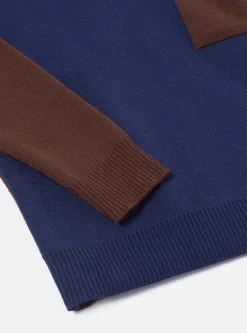 Best Loose Pocket Crew In Brown/Navy Scottish Knit Men Knitwear.