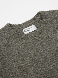 Discount Loose Pocket Crew In Grey Lambswool Fleck Men Knitwear.
