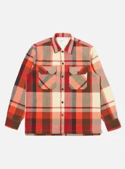 Discount L/S Utility Shirt In Red Earth Check Men Overshirts.