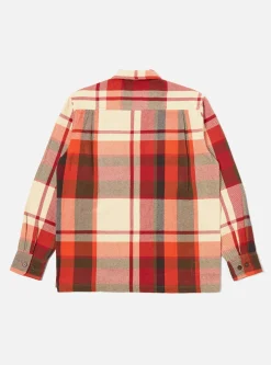 Discount L/S Utility Shirt In Red Earth Check Men Overshirts.