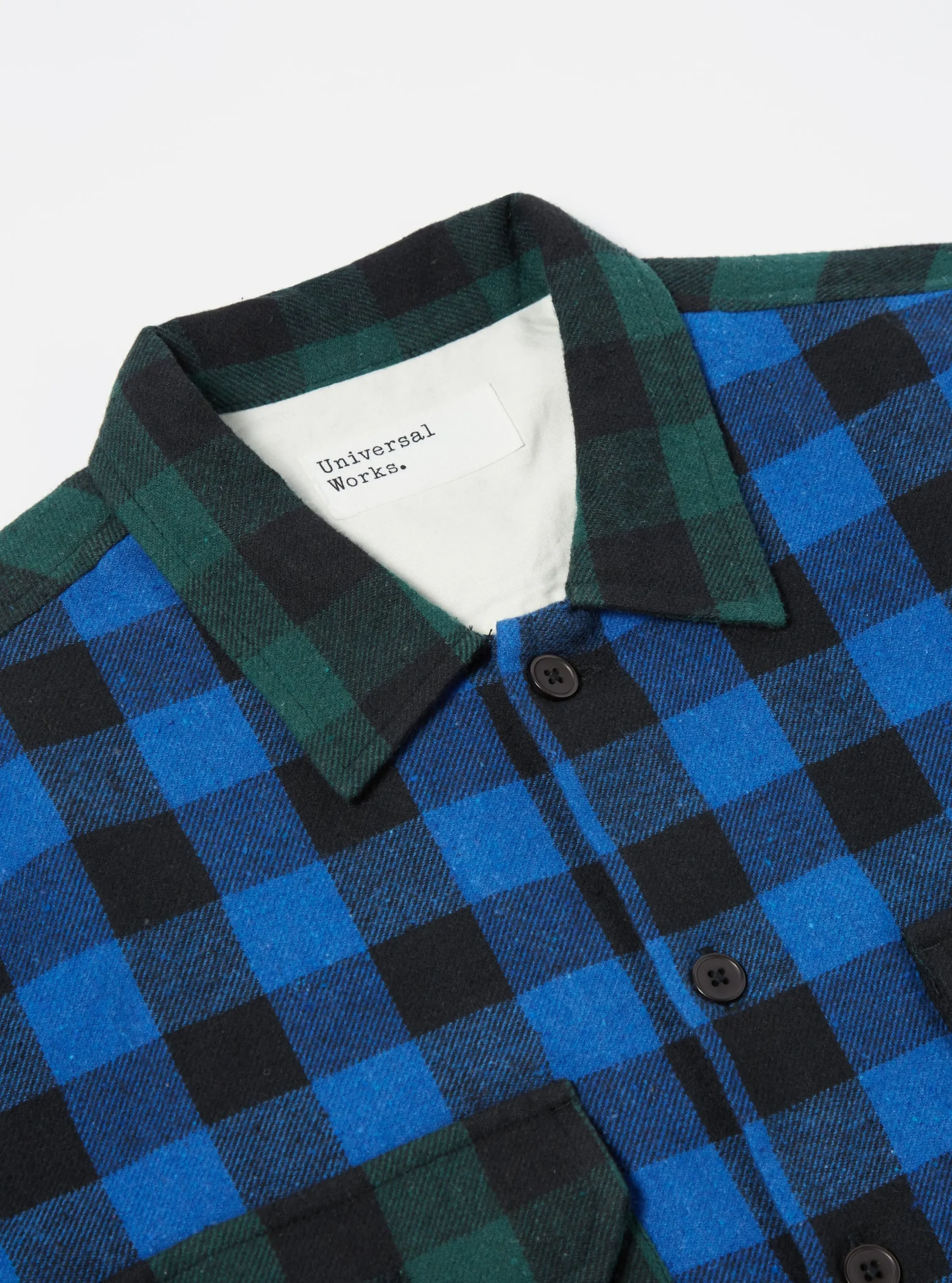 New L/S Utility Shirt In Blue/Green Brushed Gingham Men Overshirts.