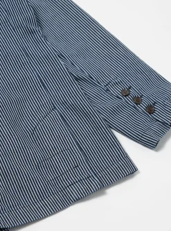 Fashion Manor Jacket In Indigo Hickory Stripe Denim Men Jackets.