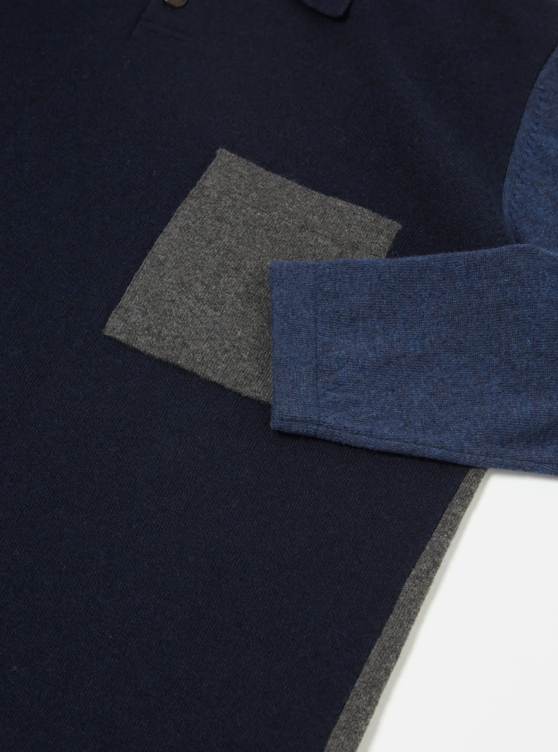 Cheap Mixed Newlyn Polo In Navy/Indigo Wool Cashmere Mix Men Knitwear.