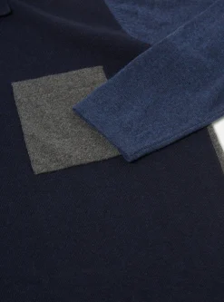 Cheap Mixed Newlyn Polo In Navy/Indigo Wool Cashmere Mix Men Knitwear.