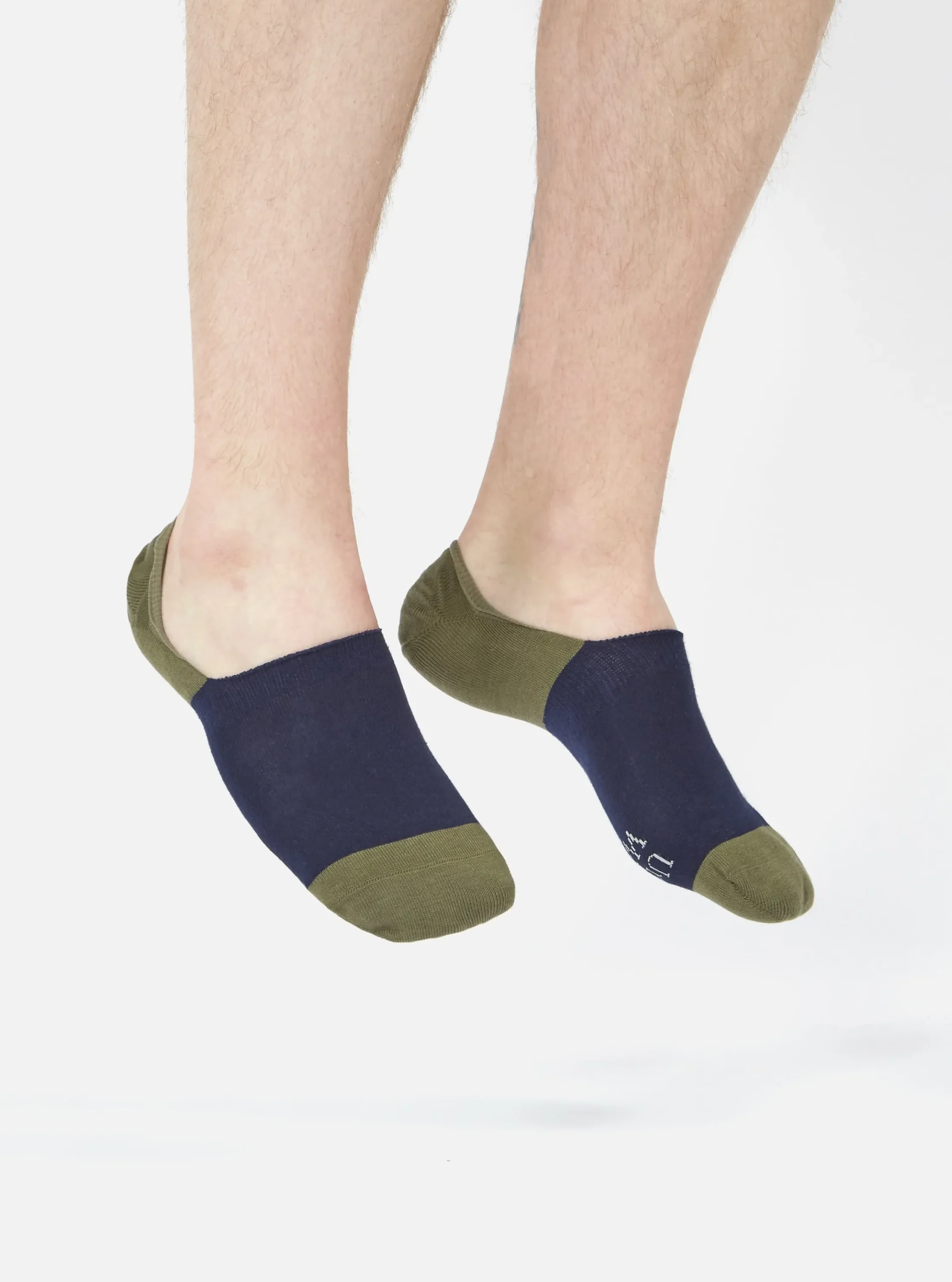 Clearance No Show Sock In Navy/Olive Cotton Mix Knit Men Underwear & Socks.