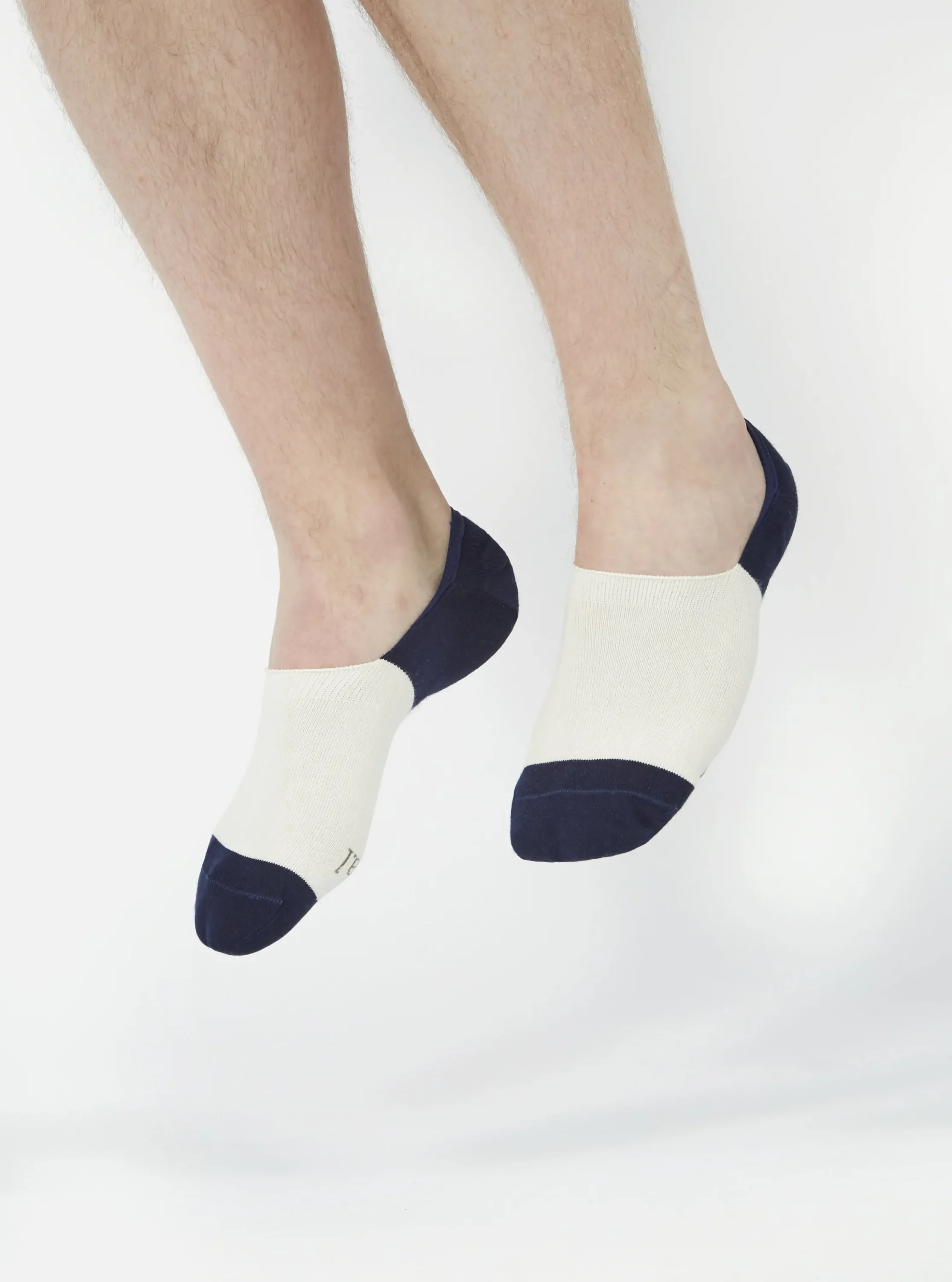 Cheap No Show Sock In Ecru/Navy Cotton Mix Knit Men Underwear & Socks.