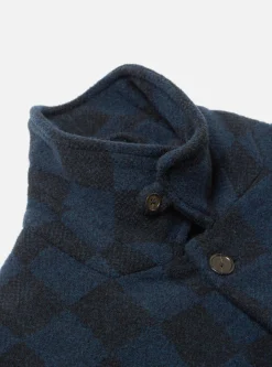Clearance Overcoat In Navy Checkerboard Lambswool Men Coats & Outerwear.