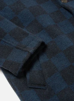 Clearance Overcoat In Navy Checkerboard Lambswool Men Coats & Outerwear.