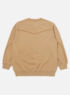 Fashion Oversized Crew Sweatshirt In Sand Embroidered Brushback Men Tees & Sweats.