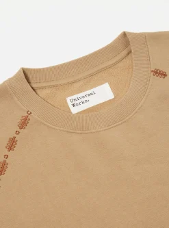 Fashion Oversized Crew Sweatshirt In Sand Embroidered Brushback Men Tees & Sweats.