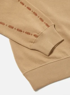 Fashion Oversized Crew Sweatshirt In Sand Embroidered Brushback Men Tees & Sweats.