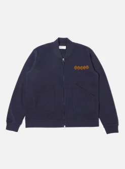 Outlet Oxford Bomber Jacket In Navy Dry Handle Brushback Men Jackets.
