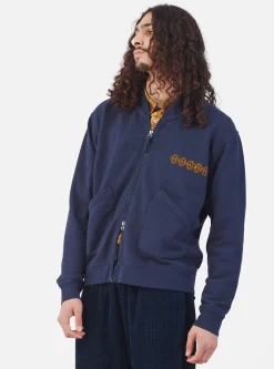 Outlet Oxford Bomber Jacket In Navy Dry Handle Brushback Men Jackets.