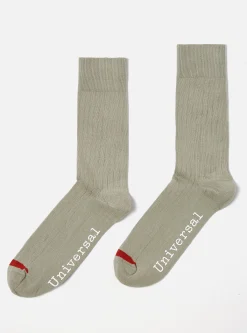 Clearance 3 Pack Modal Sock In Ecru/Grey/Green Rib Knit Men Underwear & Socks.