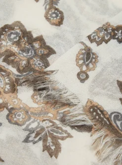 Clearance Patterned Scarf In Natural Pashmina Men Accessories.