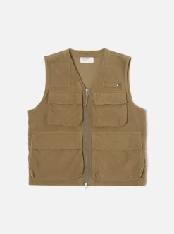 Outlet Photographers Gilet In Lovat Lightweight Moleskin Men Waistcoats & Gilets.