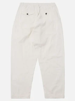 New Pleated Track Pant In White Winter Twill Men Trousers.