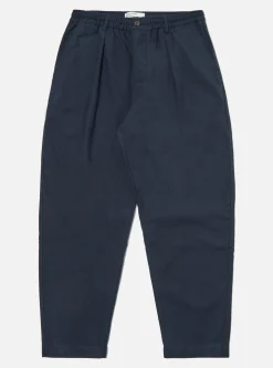 Flash Sale Pleated Track Pant In Navy Cotton/Wool Twill Men Trousers.
