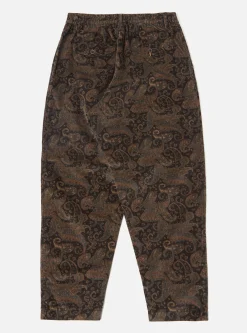 Cheap Pleated Track Pant In Black Japanese Print Cord Men Trousers.