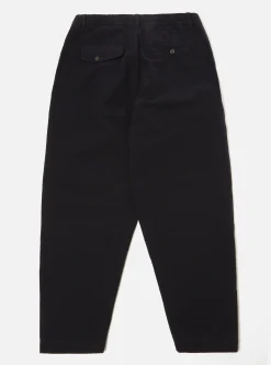 Cheap Pleated Track Pant In Navy Wool Cotton Seersucker Men Suiting.