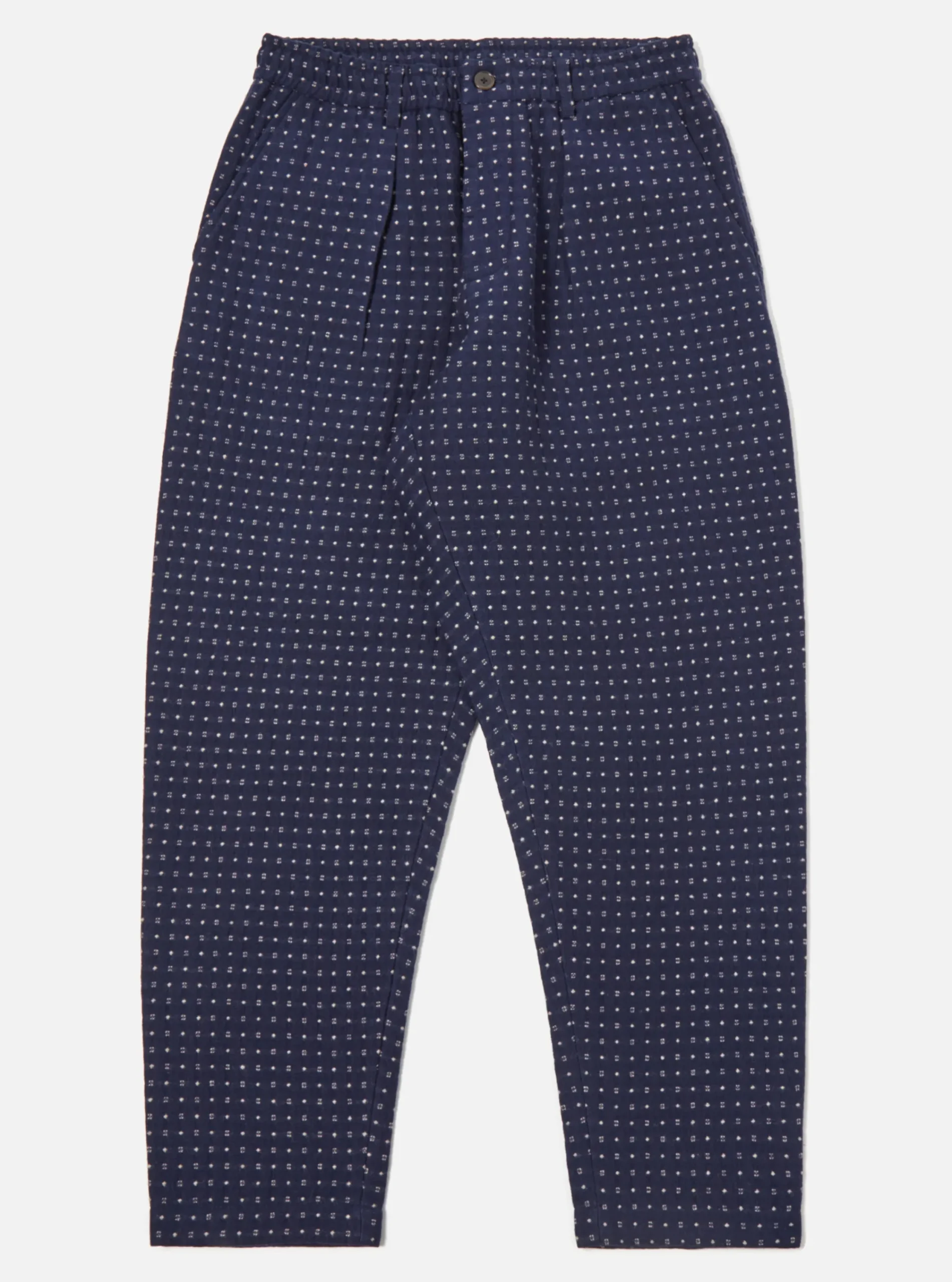 Shop Pleated Track Pant In Indigo Shingora Dot Men Suiting.