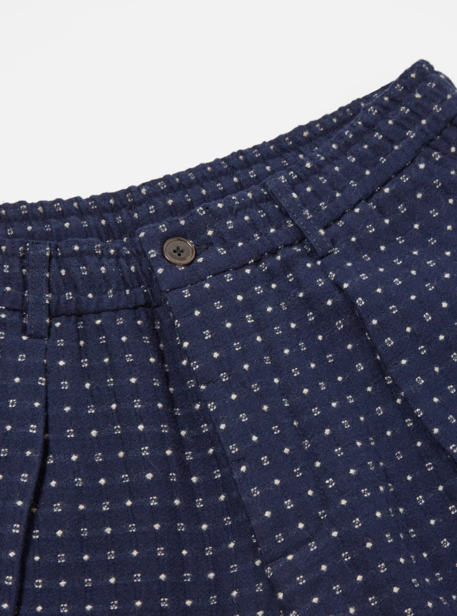 Shop Pleated Track Pant In Indigo Shingora Dot Men Suiting.