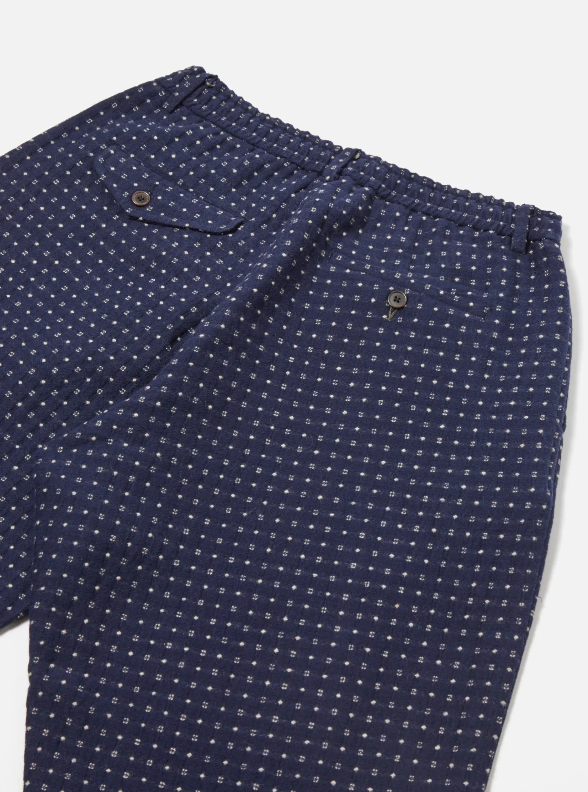 Shop Pleated Track Pant In Indigo Shingora Dot Men Suiting.