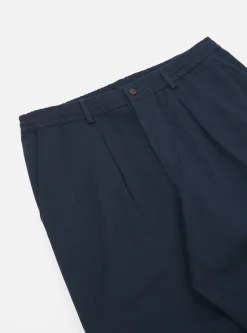 Discount Pleated Track Pant In Navy Twill Men Suiting.